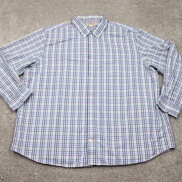 Duluth Wrinklefighter Shirt Mens 3XL XXXL White/Blue/Red Relaxed Fit L/S - Picture 2 of 13